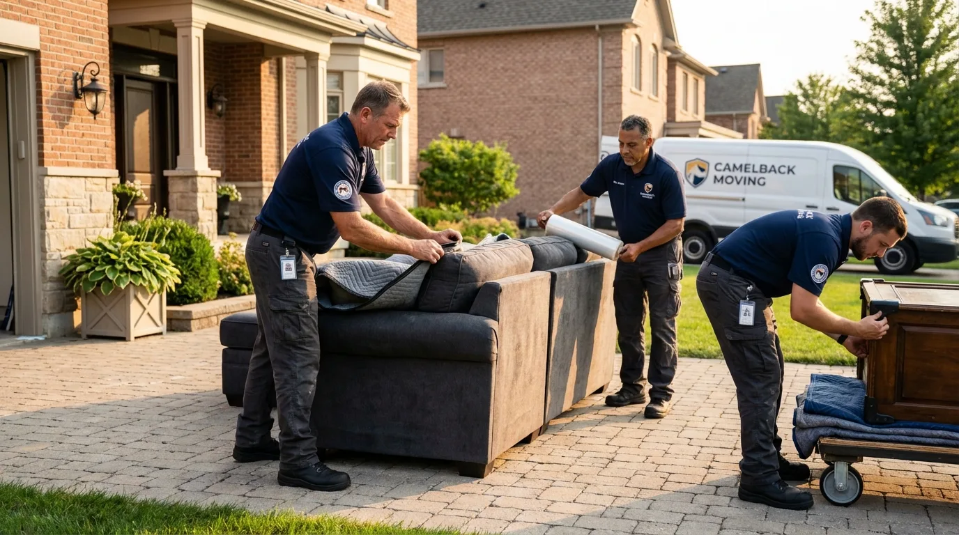Large estate moving crew wrapping furniture in Greenback, TN